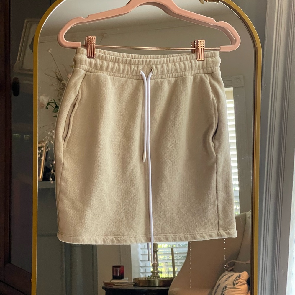 NWOT COTTON CITIZEN Beige 100% Cotton BROOKLYN Drawstring SKIRT
